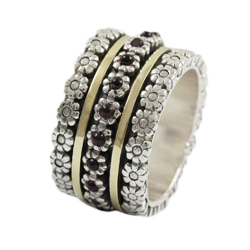 Rationeel Psychologisch manager Silver and 14K Gold Spinner ring - R4269 - Seanoy Design